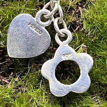 Load image into Gallery viewer, Bracelet, Sterling Silver, Large Link with Flower Toggle and Heart Charm, 6 1/2 inch