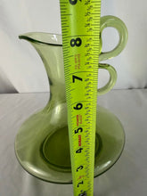 Load image into Gallery viewer, Lovely Green Double Loop Handled Husted Handblown Bischoff Pitcher