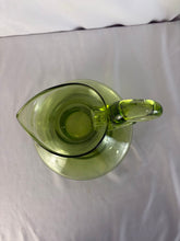 Load image into Gallery viewer, Lovely Green Double Loop Handled Husted Handblown Bischoff Pitcher