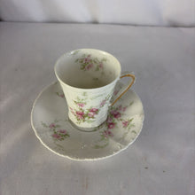 Load image into Gallery viewer, Demitasse Cup and Saucer, Theodore Haviland Limoges, Pink Asters