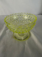 Load image into Gallery viewer, Compote, Yellow Vaseline Glass, Central Glass No 775, 1885-1891 Block and Diamond