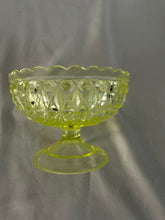 Load image into Gallery viewer, Compote, Yellow Vaseline Glass, Central Glass No 775, 1885-1891 Block and Diamond