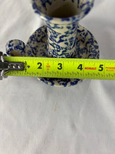 Load image into Gallery viewer, Candle Holder, Sampson Westminster Mass, Blue Spongeware Pottery