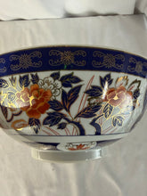 Load image into Gallery viewer, Beautiful Japanese Imari 9 1/4" Bowl, Gold details with Blue and Orange Flowers