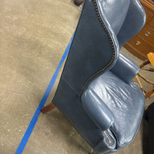 Load image into Gallery viewer, Blue Leather Wingback Chair