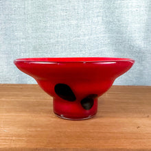 Load image into Gallery viewer, Vintage Murano Italy Style Orange-Red Black Dot Art Glass Bowl