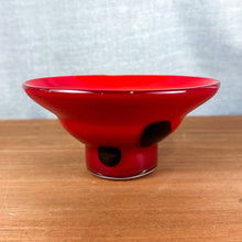 Load image into Gallery viewer, Vintage Murano Italy Style Orange-Red Black Dot Art Glass Bowl
