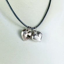 Load image into Gallery viewer, Vintage Sterling Silver Heart Charms Necklace