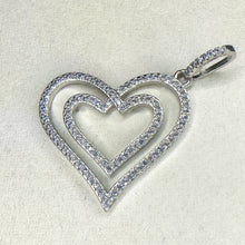 Load image into Gallery viewer, Vintage Sterling Silver &amp; Cubic Zirconia Heart Pendant Necklace
