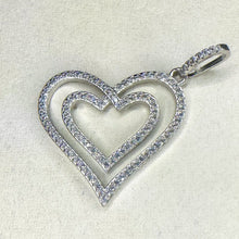 Load image into Gallery viewer, Vintage Sterling Silver & Cubic Zirconia Heart Pendant Necklace