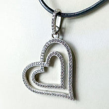 Load image into Gallery viewer, Vintage Sterling Silver & Cubic Zirconia Heart Pendant Necklace