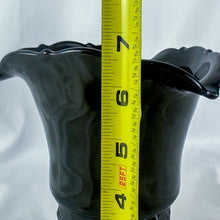 Load image into Gallery viewer, 1937 LE Smith Black Amethyst 3-Corner Embossed Dancing Nymphs Glass Vase