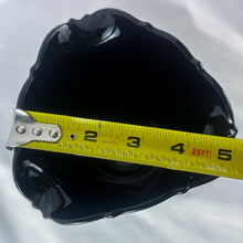 Load image into Gallery viewer, 1937 LE Smith Black Amethyst 3-Corner Embossed Dancing Nymphs Glass Vase