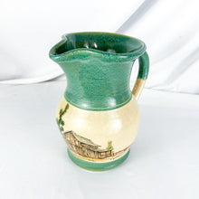 Load image into Gallery viewer, 1989 Teal & Beige Stoneware Barn Pitcher by Eugene Winton