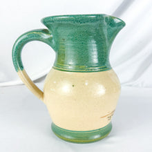 Load image into Gallery viewer, 1989 Teal & Beige Stoneware Barn Pitcher by Eugene Winton