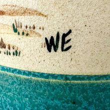 Load image into Gallery viewer, 1989 Teal & Beige Farm Building Stone Crock by Eugene Winton