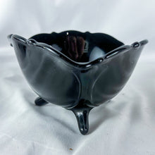 Load image into Gallery viewer, 1930s L.E. Smith Black Glass Tripod Bowl