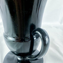 Load image into Gallery viewer, Vintage Black Amethyst Double Roman Handle Footed Glass Vase