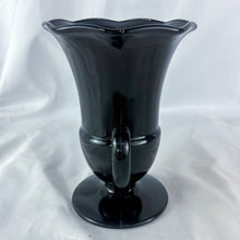 Load image into Gallery viewer, Vintage Black Amethyst Double Roman Handle Footed Glass Vase