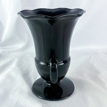 Load image into Gallery viewer, Vintage Black Amethyst Double Roman Handle Footed Glass Vase