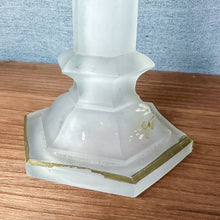 Load image into Gallery viewer, Antique Val St. Lambert Frosted Glass Candlesticks and Console Bowl Set