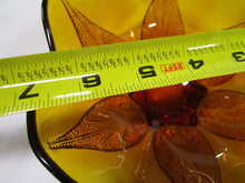 Load image into Gallery viewer, Vintage Anchor Hocking Amber Glass Leaf Flower Decor Bowl