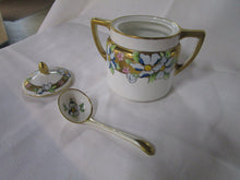 Load image into Gallery viewer, Vintage Nippon Handpainted Floral Sugar Bowl with Lid and Spoon