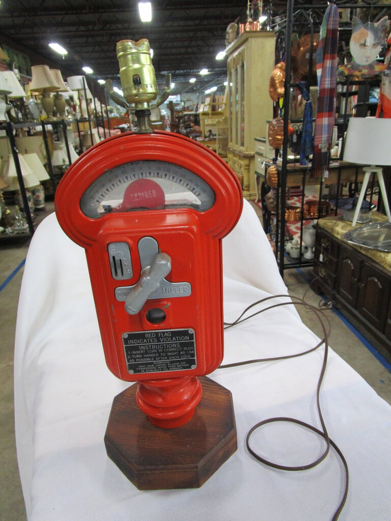 Vintage Duncan Miller Orange Parking Meter Electric Lamp