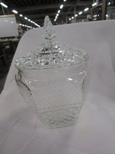 Load image into Gallery viewer, Vintage Cut Glass Diamond Pattern Biscuit Cookie Jar