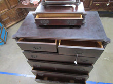 Load image into Gallery viewer, Vintage Mahogany 2 over 4 Highboy Dresser with Glove Box and Tilt Mirror