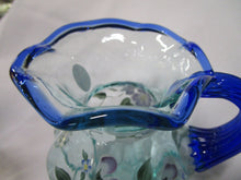 Load image into Gallery viewer, Fenton Handpainted Artist Signed Aqua and Cobalt Blue Floral Small Pitcher