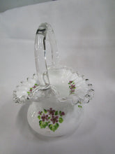 Load image into Gallery viewer, Fenton Silvercrest Handpainted Violets In The Snow Small Basket