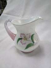 Load image into Gallery viewer, Fenton Artist Signed Iridescent Mother of Pearl Glass Floral Creamer Pitcher