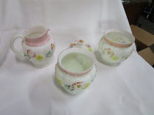 Load image into Gallery viewer, Antique Hobnail Milk Glass Creamer and Sugar and Waste Bowl Table Set