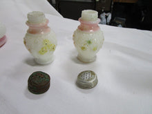 Load image into Gallery viewer, Antique Hobnail Milk Glass Cosmos Pattern Salt and Pepper Shaker Set