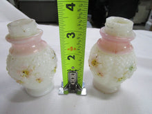 Load image into Gallery viewer, Antique Hobnail Milk Glass Cosmos Pattern Salt and Pepper Shaker Set