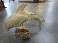 Load image into Gallery viewer, Woven Rattan Laminated Dolphin on Driftwood Base Decor