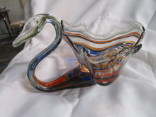 Load image into Gallery viewer, Vintage Clear/Blue/Orange Hand Blown Glass Swan