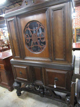 Load image into Gallery viewer, Antique Jacobean Tudor China Blind Hutch Cabinet