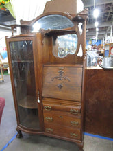 Load image into Gallery viewer, Antique Oak Side by Side Secretary with Bow Front Curio