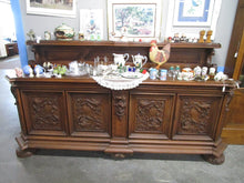 Load image into Gallery viewer, Antique Carved Oak Sideboard with Display Top Shelf