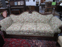 Load image into Gallery viewer, Vintage Carved Wood Eagle Back Upholstered Three Cushion Sofa Couch