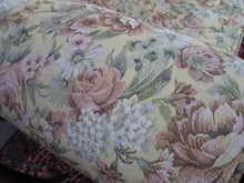 Load image into Gallery viewer, Vintage Carved Wood Eagle Back Upholstered Three Cushion Sofa Couch