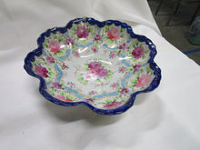 Load image into Gallery viewer, Vintage Handpainted Porcelain Cobalt Blue Floral Scalloped Edge Fruit Decor Bowl