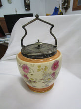 Load image into Gallery viewer, Antique William Wood Co. Handpainted Porcelain Biscuit Jar with Lid and Handle