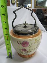 Load image into Gallery viewer, Antique William Wood Co. Handpainted Porcelain Biscuit Jar with Lid and Handle