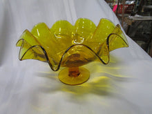 Load image into Gallery viewer, Vintage Murano Amber Bubble Glass Pedestal Console Bowl