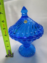 Load image into Gallery viewer, Vintage Westmoreland Colonial Blue Swirled Pedestal Candy Dish with Lid
