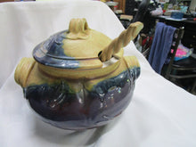 Load image into Gallery viewer, Art Pottery Soup Serving Tureen with Matching Lid and Twist Handle Pottery Ladle