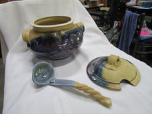 Load image into Gallery viewer, Art Pottery Soup Serving Tureen with Matching Lid and Twist Handle Pottery Ladle